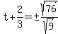 t%2B2%2F3=%22%22%2B-sqrt%2876%29%2Fsqrt%289%29
