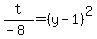 t%2F%28-8%29=%28y-1%29%5E2