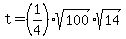 t=%281%2F4%29%2Asqrt%28100%29%2Asqrt%2814%29