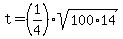 t=%281%2F4%29%2Asqrt%28100%2A14%29