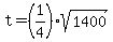 t=%281%2F4%29%2Asqrt%281400%29+