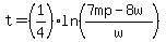 t=%281%2F4%29ln%28%287mp-8w%29%2Fw%29