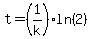 t=%281%2Fk%29ln%282%29