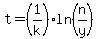 t=%281%2Fk%29ln%28n%2Fy%29