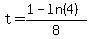t=%281-ln%284%29%29%2F8