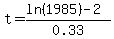 t=%28ln%281985%29-2%29%2F0.33