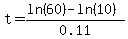 t=%28ln%2860%29-ln%2810%29%29%2F0.11