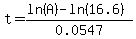 t=%28ln%28A%29-ln%2816.6%29%29%2F0.0547