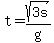 t=+sqrt%283s%29%2Fg