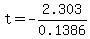 t=-2.303%2F0.1386