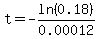 t=-ln%280.18%29%2F0.00012