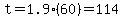 t=1.9%2860%29=114
