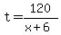 t=120%2F%28x%2B6%29