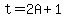 t=2A%2B1