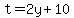 t=2y%2B10