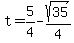 t=5%2F4-sqrt%2835%29%2F4