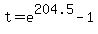 t=e%5E204.5-1