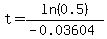 t=ln%280.5%29%2F%28-0.03604%29