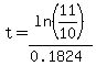 t=ln%2811%2F10%29%2F%280.1824%29