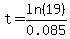 t=ln%2819%29%2F0.085