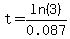 t=ln%283%29%2F0.087