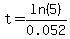 t=ln%285%29%2F0.052