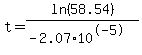 t=ln%2858.54%29%2F%28-2.07%2A10%5E-5%29