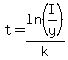 t=ln%28I%2Fy%29%2Fk