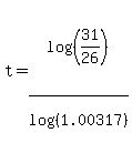 t=log%28%2831%2F26%29%29%2Flog%28%281.00317%29%29