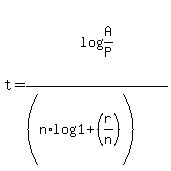 t=log%28A%2FP%29%2F%28%28n%2Alog%281%2B%28r%2Fn%29%29%29%29