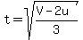 t=sqrt%28%28V-2u%29%2F3%29