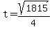 t=sqrt%281815%29%2F4