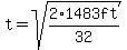 t=sqrt%282%2A1483ft%2F32%29