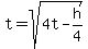 t=sqrt%284t-h%2F4%29