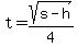 t=sqrt%28s-h%29%2F4