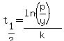 t%5B1%2F2%5D=%28ln%28p%2Fy%29%29%2Fk