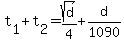 t%5B1%5D%2Bt%5B2%5D=sqrt%28d%29%2F4%2Bd%2F1090
