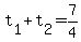t%5B1%5D+%2B+t%5B2%5D+=+7%2F4