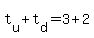 t%5Bu%5D+%2B+t%5Bd%5D+=+3+%2B+2