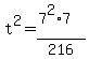 t%5E2=%287%5E2%2A7%29%2F216