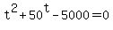 t%5E2+%2B+50%5Et+-+5000+=+0