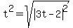 t%5E2+=+sqrt%28abs%283t-2%29%5E2%29