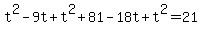 t%5E2+-+9t%2Bt%5E2+%2B+81-18t%2Bt%5E2+=+21