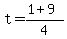t+=+%28+1+%2B+9%29%2F4+