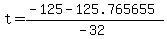 t+=+%28-125+-+125.765655%29%2F%28-32%29+