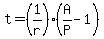 t+=+%281%2Fr%29%28A%2FP+-+1%29