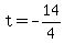 t+=+-14%2F4