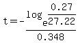 t+=+-log%28e%2C0.27%2F27.22%29%2F0.348