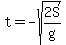 t+=+-sqrt%282S%2Fg%29