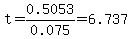 t+=+0.5053%2F0.075+=+6.737